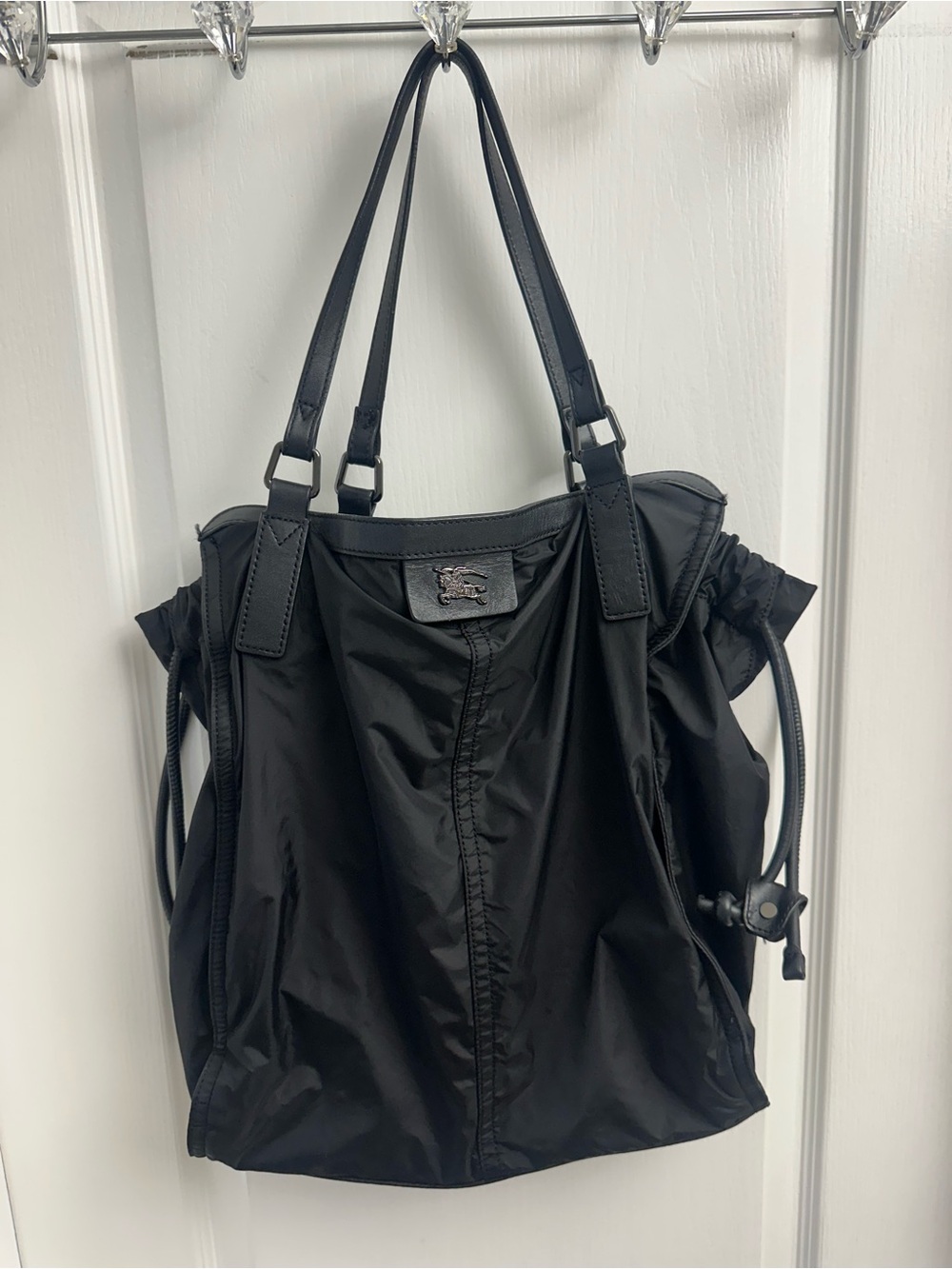 Burberry Buckleigh Nylon & Leather Tote in Black